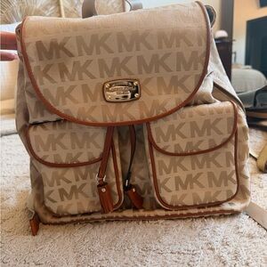Michael Kors Beige Monogram Backpack